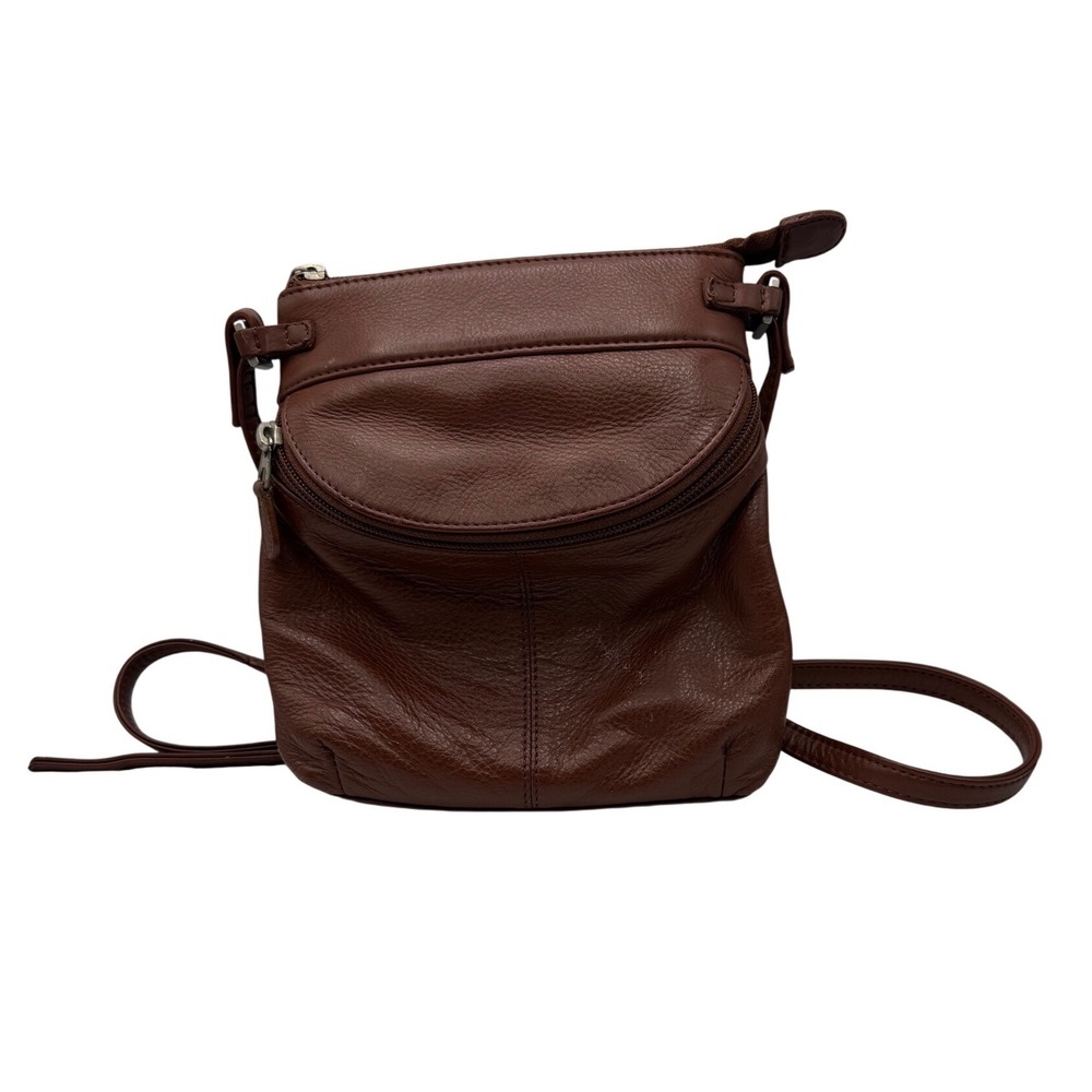 ILI‎ New York Women Brown Pebble Leather Crossbody Bag Small Shoulder Purse